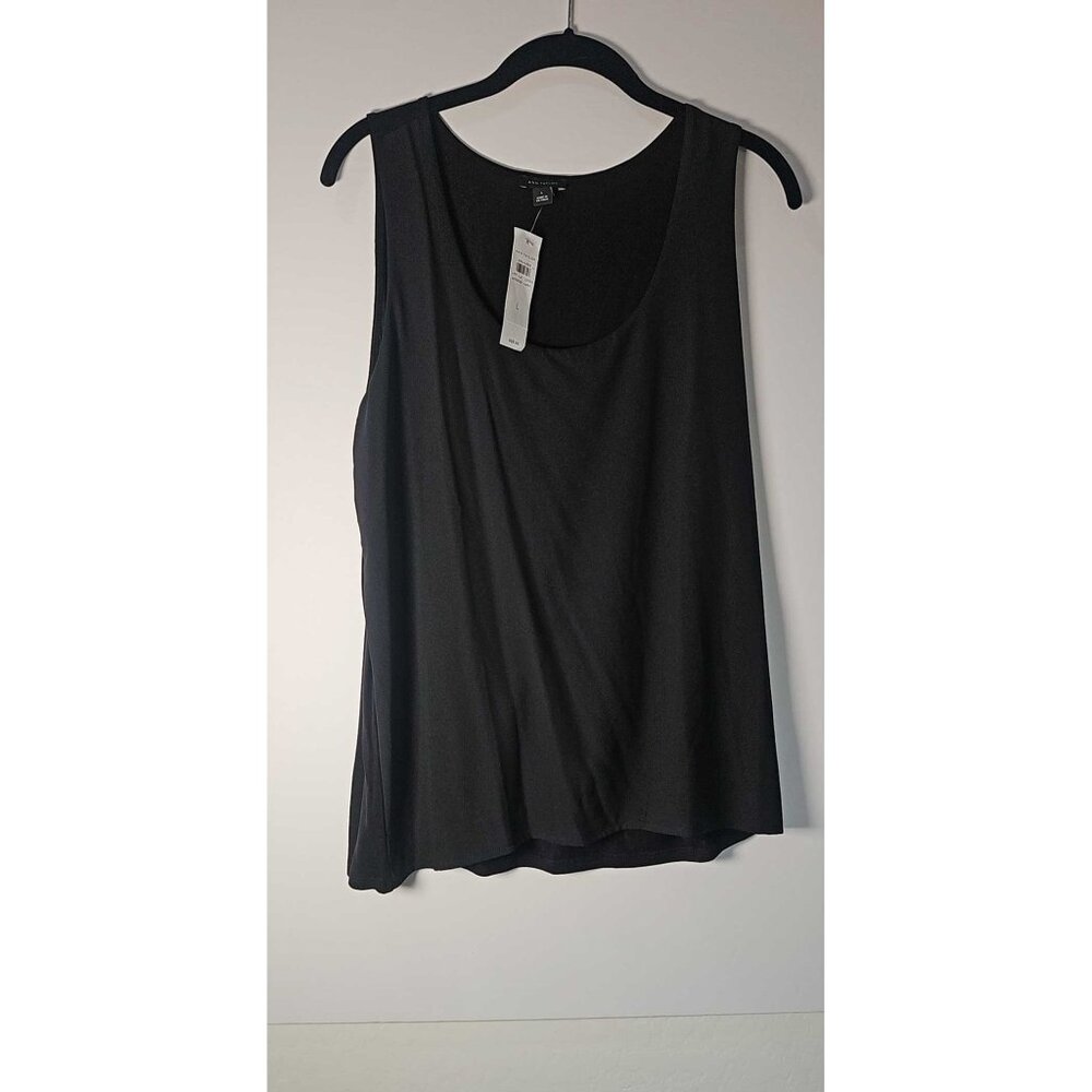 Ann Taylor Black Sleeveless Shell Top SZ Large, Scoop Neck New With Tags